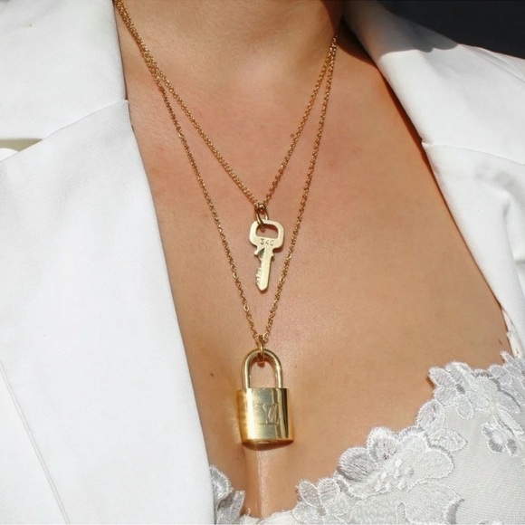 Louis Vuitton Jewelry - 💯 Authentic Louis Vuitton padlock and key layered necklaces